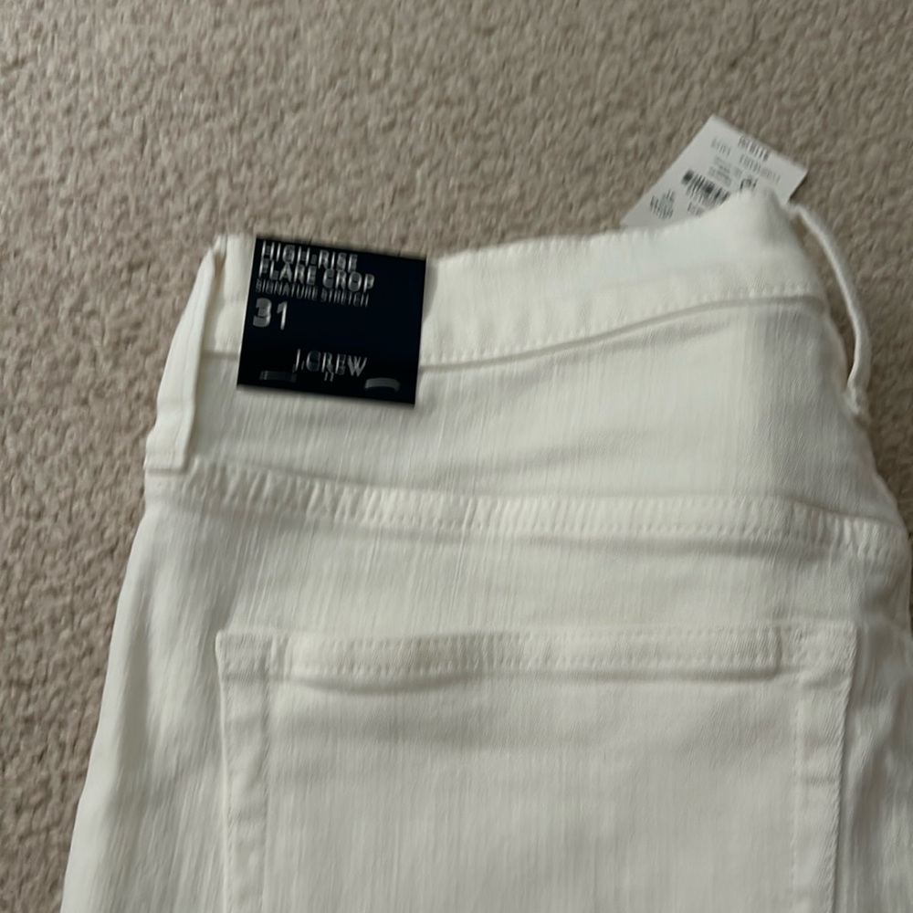 J Crew Factory high rise flare crop white jeans, size 31. Never worn